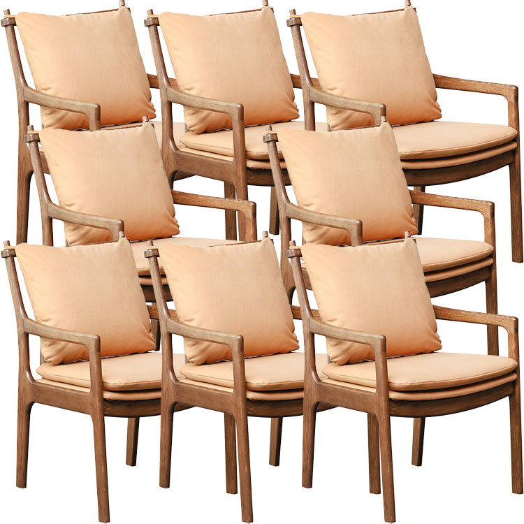 Home Contemporary Dining Chair Solid Wood Upholstered Dining Chair Yellow-Brown Tech Cloth 8 Piece Set Clearhalo 'Dining Chairs' 'Dining Tables & Seating' 'dining_chair' 'furn' 'furn_dining_chair' 'Furniture' 'Kitchen & Dining Furniture' 7650354