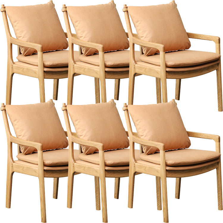Home Contemporary Dining Chair Solid Wood Upholstered Dining Chair Wood-Yellow Tech Cloth 6 Piece Set Clearhalo 'Dining Chairs' 'Dining Tables & Seating' 'dining_chair' 'furn' 'furn_dining_chair' 'Furniture' 'Kitchen & Dining Furniture' 7650358