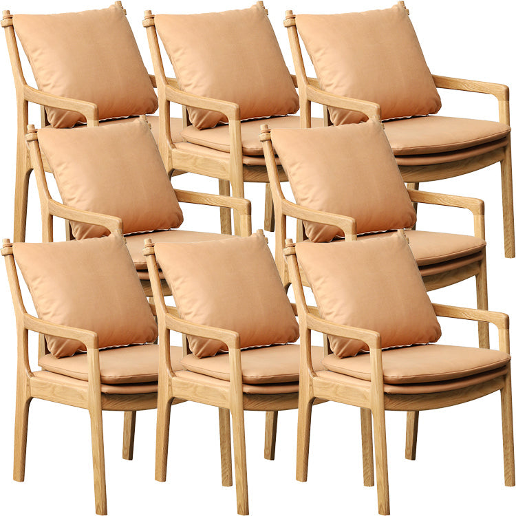 Home Contemporary Dining Chair Solid Wood Upholstered Dining Chair Wood-Yellow Tech Cloth 8 Piece Set Clearhalo 'Dining Chairs' 'Dining Tables & Seating' 'dining_chair' 'furn' 'furn_dining_chair' 'Furniture' 'Kitchen & Dining Furniture' 7650359