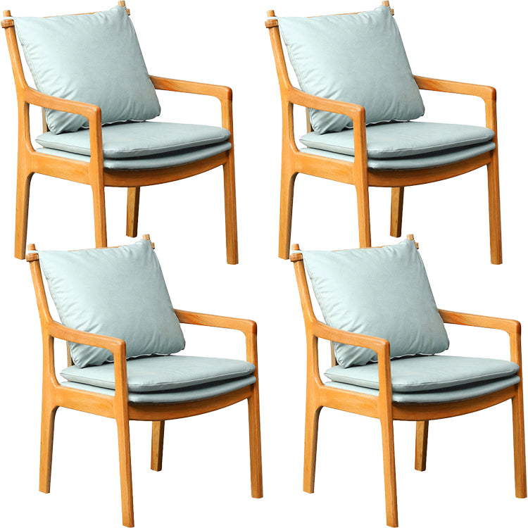 Home Contemporary Dining Chair Solid Wood Upholstered Dining Chair Wood-Green Tech Cloth 4 Piece Set Clearhalo 'Dining Chairs' 'Dining Tables & Seating' 'dining_chair' 'furn' 'furn_dining_chair' 'Furniture' 'Kitchen & Dining Furniture' 7650362