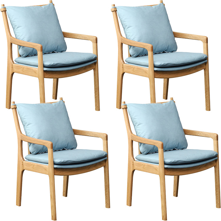 Home Contemporary Dining Chair Solid Wood Upholstered Dining Chair Wood+Blue Tech Cloth 4 Piece Set Clearhalo 'Dining Chairs' 'Dining Tables & Seating' 'dining_chair' 'furn' 'furn_dining_chair' 'Furniture' 'Kitchen & Dining Furniture' 7650372