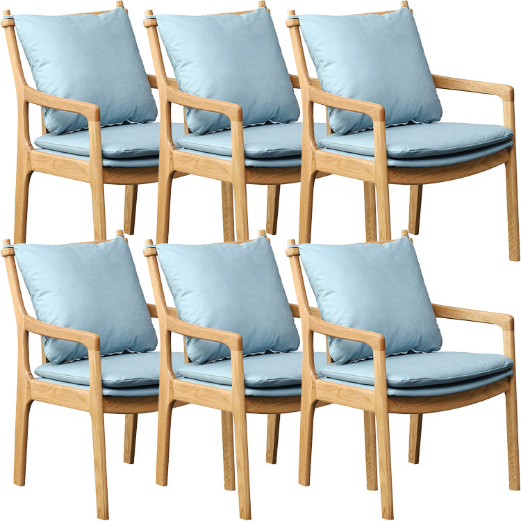 Home Contemporary Dining Chair Solid Wood Upholstered Dining Chair Wood+Blue Tech Cloth 6 Piece Set Clearhalo 'Dining Chairs' 'Dining Tables & Seating' 'dining_chair' 'furn' 'furn_dining_chair' 'Furniture' 'Kitchen & Dining Furniture' 7650373