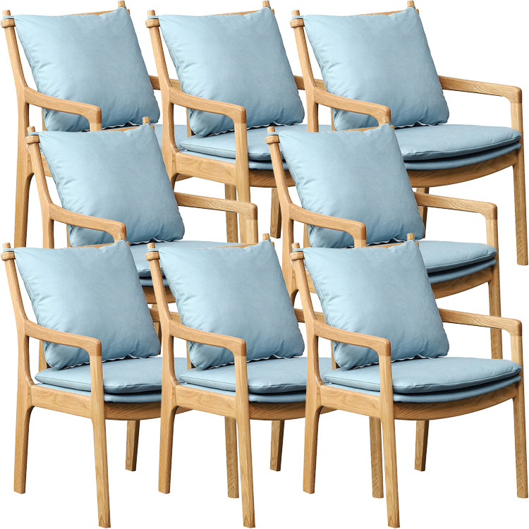 Home Contemporary Dining Chair Solid Wood Upholstered Dining Chair Wood+Blue Tech Cloth 8 Piece Set Clearhalo 'Dining Chairs' 'Dining Tables & Seating' 'dining_chair' 'furn' 'furn_dining_chair' 'Furniture' 'Kitchen & Dining Furniture' 7650374