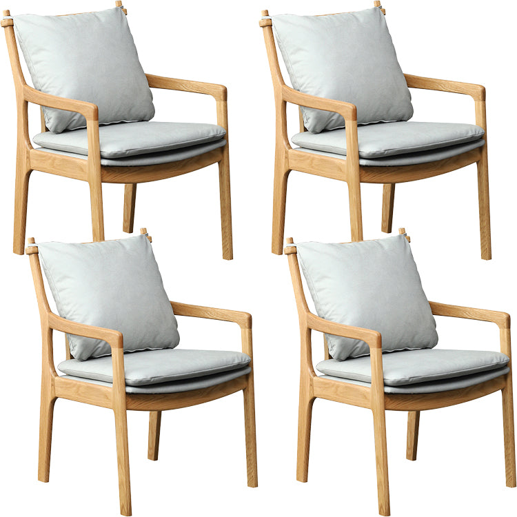 Home Contemporary Dining Chair Solid Wood Upholstered Dining Chair Wood + Gray Tech Cloth 4 Piece Set Clearhalo 'Dining Chairs' 'Dining Tables & Seating' 'dining_chair' 'furn' 'furn_dining_chair' 'Furniture' 'Kitchen & Dining Furniture' 7650377