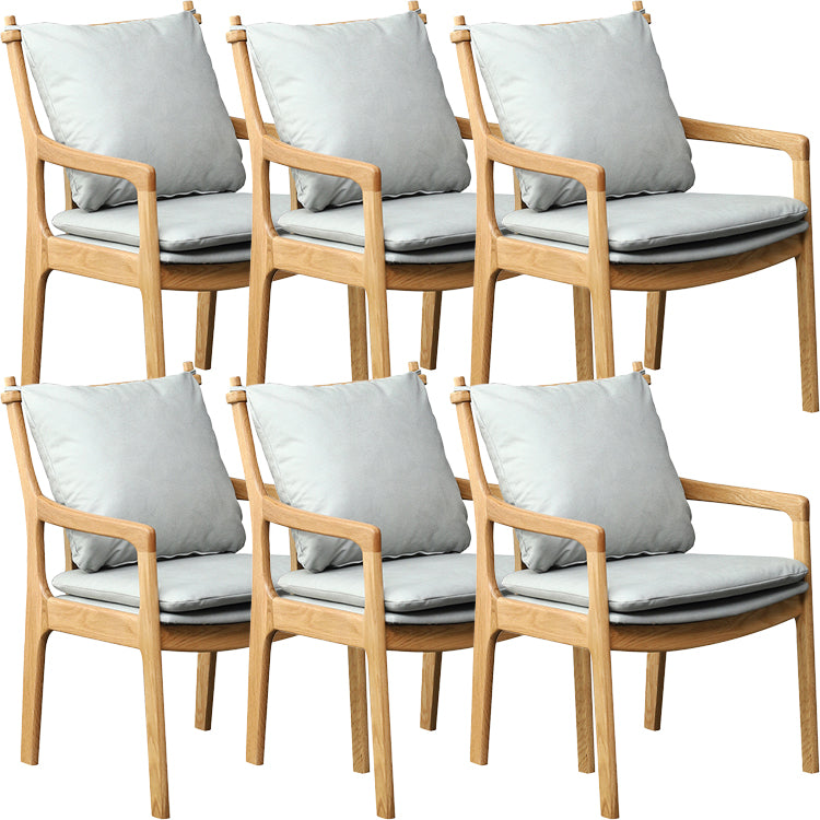 Home Contemporary Dining Chair Solid Wood Upholstered Dining Chair Wood + Gray Tech Cloth 6 Piece Set Clearhalo 'Dining Chairs' 'Dining Tables & Seating' 'dining_chair' 'furn' 'furn_dining_chair' 'Furniture' 'Kitchen & Dining Furniture' 7650378