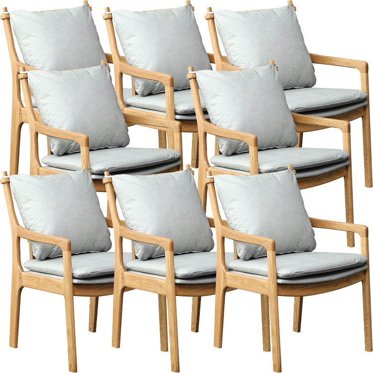 Home Contemporary Dining Chair Solid Wood Upholstered Dining Chair Wood + Gray Tech Cloth 8 Piece Set Clearhalo 'Dining Chairs' 'Dining Tables & Seating' 'dining_chair' 'furn' 'furn_dining_chair' 'Furniture' 'Kitchen & Dining Furniture' 7650379