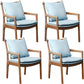 Home Contemporary Dining Chair Solid Wood Upholstered Dining Chair Brown-Blue Tech Cloth 4 Piece Set Clearhalo 'Dining Chairs' 'Dining Tables & Seating' 'dining_chair' 'furn' 'furn_dining_chair' 'Furniture' 'Kitchen & Dining Furniture' 7650382