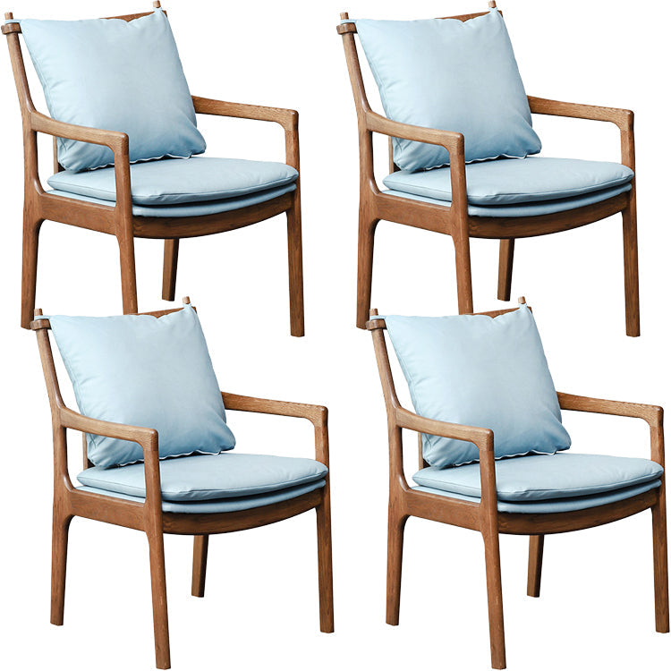 Home Contemporary Dining Chair Solid Wood Upholstered Dining Chair Brown-Blue Tech Cloth 4 Piece Set Clearhalo 'Dining Chairs' 'Dining Tables & Seating' 'dining_chair' 'furn' 'furn_dining_chair' 'Furniture' 'Kitchen & Dining Furniture' 7650382