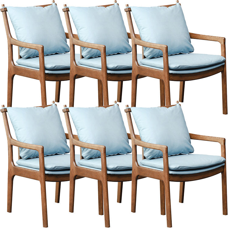 Home Contemporary Dining Chair Solid Wood Upholstered Dining Chair Brown-Blue Tech Cloth 6 Piece Set Clearhalo 'Dining Chairs' 'Dining Tables & Seating' 'dining_chair' 'furn' 'furn_dining_chair' 'Furniture' 'Kitchen & Dining Furniture' 7650383