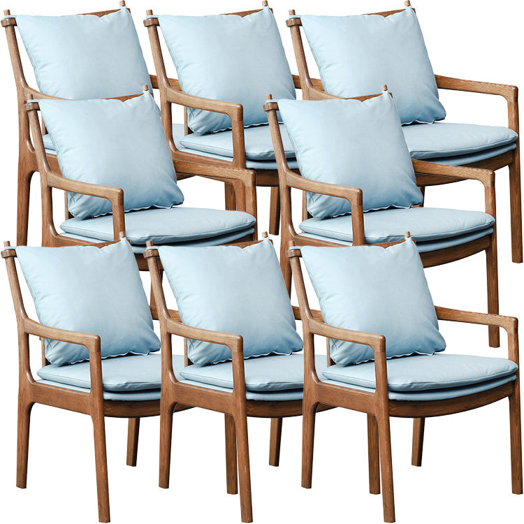 Home Contemporary Dining Chair Solid Wood Upholstered Dining Chair Brown-Blue Tech Cloth 8 Piece Set Clearhalo 'Dining Chairs' 'Dining Tables & Seating' 'dining_chair' 'furn' 'furn_dining_chair' 'Furniture' 'Kitchen & Dining Furniture' 7650384
