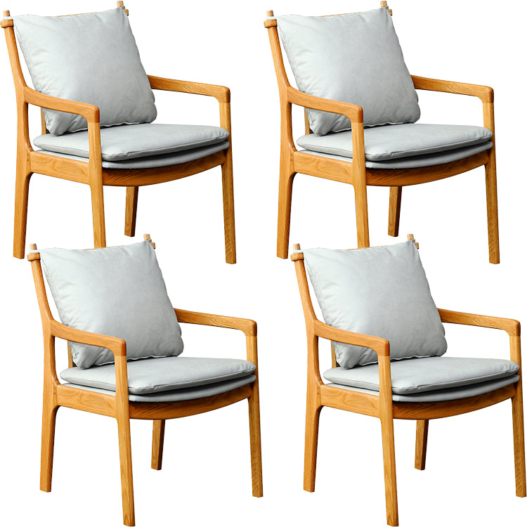 Home Contemporary Dining Chair Solid Wood Upholstered Dining Chair Light Brown-Grey Tech Cloth 4 Piece Set Clearhalo 'Dining Chairs' 'Dining Tables & Seating' 'dining_chair' 'furn' 'furn_dining_chair' 'Furniture' 'Kitchen & Dining Furniture' 7650387
