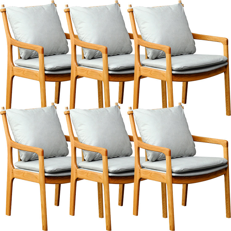 Home Contemporary Dining Chair Solid Wood Upholstered Dining Chair Light Brown-Grey Tech Cloth 6 Piece Set Clearhalo 'Dining Chairs' 'Dining Tables & Seating' 'dining_chair' 'furn' 'furn_dining_chair' 'Furniture' 'Kitchen & Dining Furniture' 7650388