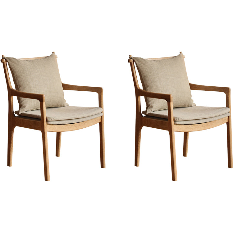 Home Contemporary Dining Chair Solid Wood Upholstered Dining Chair Natural Wood Khaki Cotton and Linen 2 Piece Set Clearhalo 'Dining Chairs' 'Dining Tables & Seating' 'dining_chair' 'furn' 'furn_dining_chair' 'Furniture' 'Kitchen & Dining Furniture' 7650396