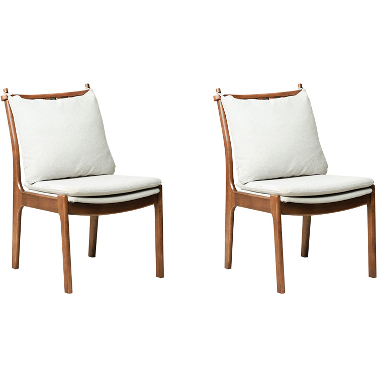 Home Contemporary Dining Chair Solid Wood Upholstered Dining Chair Gray-Brown Cotton and Linen 2 Piece Set Clearhalo 'Dining Chairs' 'Dining Tables & Seating' 'dining_chair' 'furn' 'furn_dining_chair' 'Furniture' 'Kitchen & Dining Furniture' 7650401