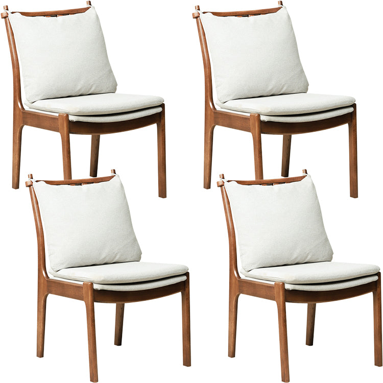 Home Contemporary Dining Chair Solid Wood Upholstered Dining Chair Gray-Brown Cotton and Linen 4 Piece Set Clearhalo 'Dining Chairs' 'Dining Tables & Seating' 'dining_chair' 'furn' 'furn_dining_chair' 'Furniture' 'Kitchen & Dining Furniture' 7650402