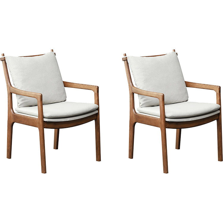 Home Contemporary Dining Chair Solid Wood Upholstered Dining Chair Brown-Grey Cotton and Linen 2 Piece Set Clearhalo 'Dining Chairs' 'Dining Tables & Seating' 'dining_chair' 'furn' 'furn_dining_chair' 'Furniture' 'Kitchen & Dining Furniture' 7650406