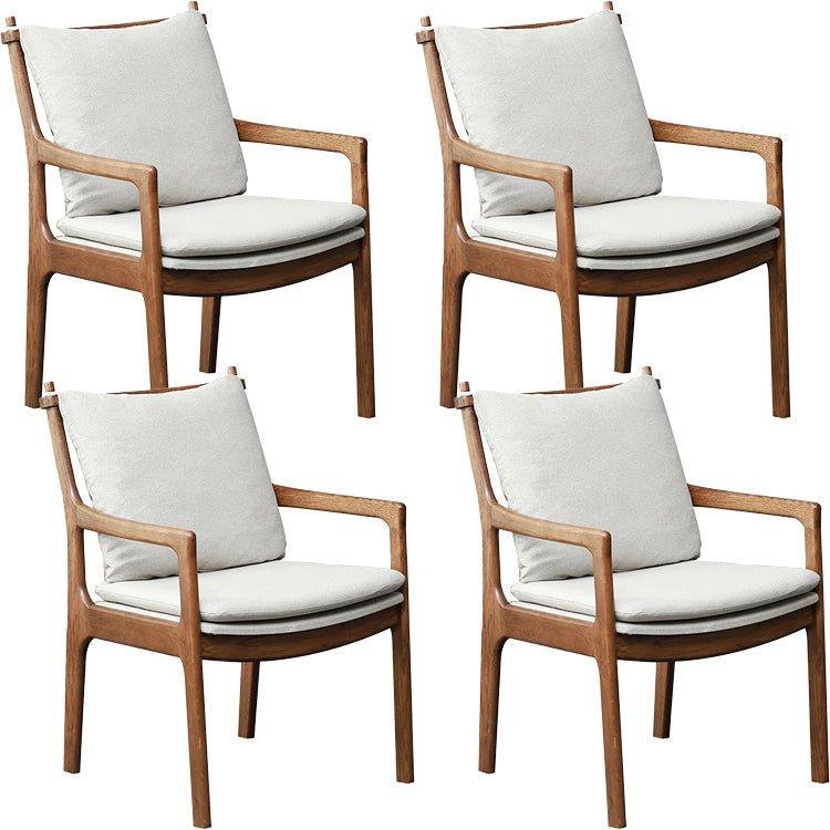Home Contemporary Dining Chair Solid Wood Upholstered Dining Chair Brown-Grey Cotton and Linen 4 Piece Set Clearhalo 'Dining Chairs' 'Dining Tables & Seating' 'dining_chair' 'furn' 'furn_dining_chair' 'Furniture' 'Kitchen & Dining Furniture' 7650407