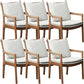 Home Contemporary Dining Chair Solid Wood Upholstered Dining Chair Brown-Grey Cotton and Linen 6 Piece Set Clearhalo 'Dining Chairs' 'Dining Tables & Seating' 'dining_chair' 'furn' 'furn_dining_chair' 'Furniture' 'Kitchen & Dining Furniture' 7650408