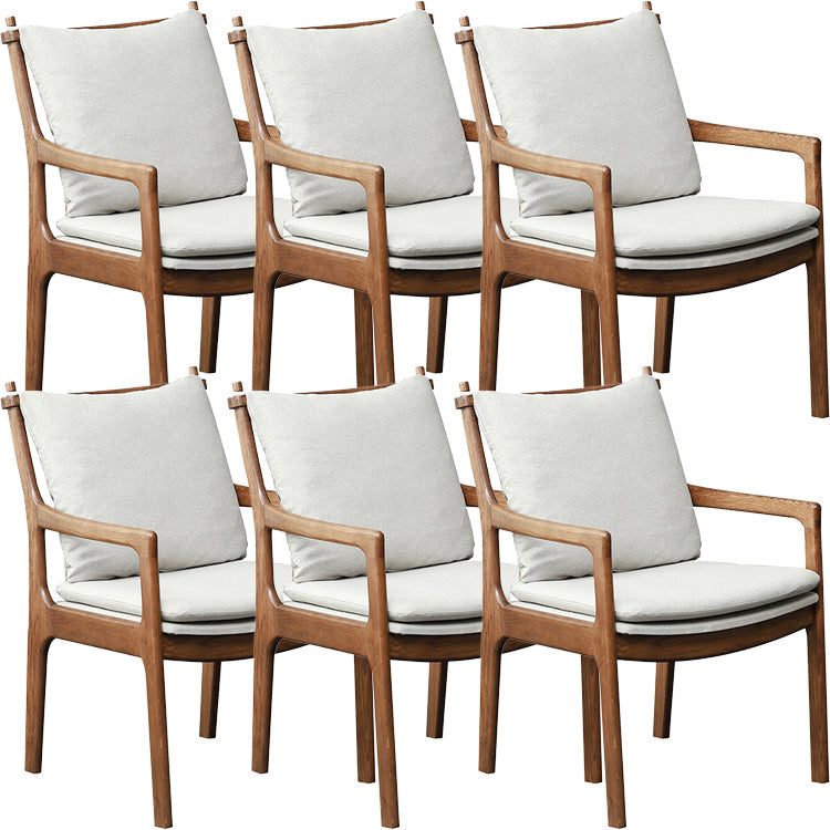 Home Contemporary Dining Chair Solid Wood Upholstered Dining Chair Brown-Grey Cotton and Linen 6 Piece Set Clearhalo 'Dining Chairs' 'Dining Tables & Seating' 'dining_chair' 'furn' 'furn_dining_chair' 'Furniture' 'Kitchen & Dining Furniture' 7650408