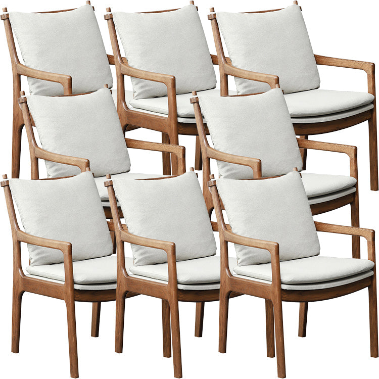 Home Contemporary Dining Chair Solid Wood Upholstered Dining Chair Brown-Grey Cotton and Linen 8 Piece Set Clearhalo 'Dining Chairs' 'Dining Tables & Seating' 'dining_chair' 'furn' 'furn_dining_chair' 'Furniture' 'Kitchen & Dining Furniture' 7650409