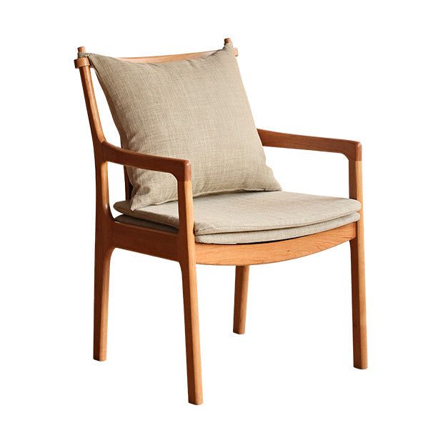 Home Contemporary Dining Chair Solid Wood Upholstered Dining Chair Light Brown Khaki Cotton and Linen 1 Piece Clearhalo 'Dining Chairs' 'Dining Tables & Seating' 'dining_chair' 'furn' 'furn_dining_chair' 'Furniture' 'Kitchen & Dining Furniture' 7650410