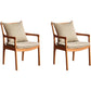 Home Contemporary Dining Chair Solid Wood Upholstered Dining Chair Light Brown Khaki Cotton and Linen 2 Piece Set Clearhalo 'Dining Chairs' 'Dining Tables & Seating' 'dining_chair' 'furn' 'furn_dining_chair' 'Furniture' 'Kitchen & Dining Furniture' 7650411