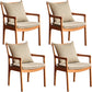 Home Contemporary Dining Chair Solid Wood Upholstered Dining Chair Light Brown Khaki Cotton and Linen 4 Piece Set Clearhalo 'Dining Chairs' 'Dining Tables & Seating' 'dining_chair' 'furn' 'furn_dining_chair' 'Furniture' 'Kitchen & Dining Furniture' 7650412