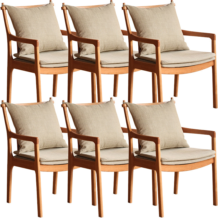 Home Contemporary Dining Chair Solid Wood Upholstered Dining Chair Light Brown Khaki Cotton and Linen 6 Piece Set Clearhalo 'Dining Chairs' 'Dining Tables & Seating' 'dining_chair' 'furn' 'furn_dining_chair' 'Furniture' 'Kitchen & Dining Furniture' 7650413