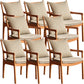 Home Contemporary Dining Chair Solid Wood Upholstered Dining Chair Light Brown Khaki Cotton and Linen 8 Piece Set Clearhalo 'Dining Chairs' 'Dining Tables & Seating' 'dining_chair' 'furn' 'furn_dining_chair' 'Furniture' 'Kitchen & Dining Furniture' 7650414