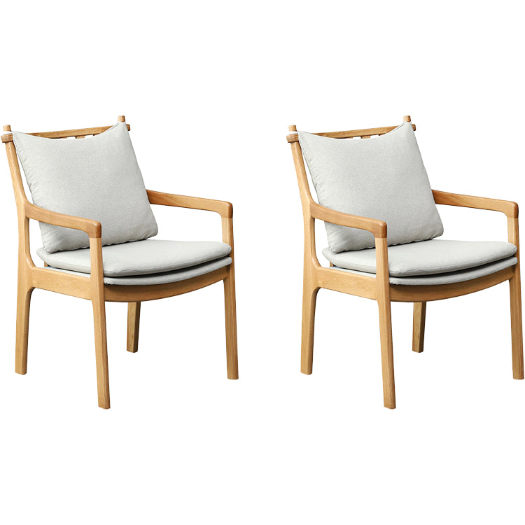 Home Contemporary Dining Chair Solid Wood Upholstered Dining Chair Wood + Gray Cotton and Linen 2 Piece Set Clearhalo 'Dining Chairs' 'Dining Tables & Seating' 'dining_chair' 'furn' 'furn_dining_chair' 'Furniture' 'Kitchen & Dining Furniture' 7650416