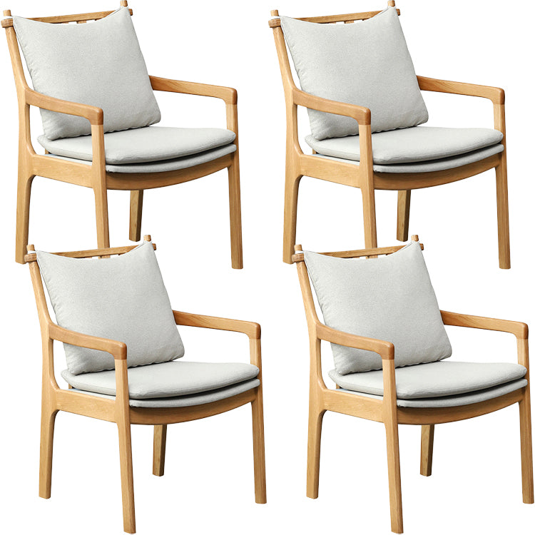 Home Contemporary Dining Chair Solid Wood Upholstered Dining Chair Wood + Gray Cotton and Linen 4 Piece Set Clearhalo 'Dining Chairs' 'Dining Tables & Seating' 'dining_chair' 'furn' 'furn_dining_chair' 'Furniture' 'Kitchen & Dining Furniture' 7650417