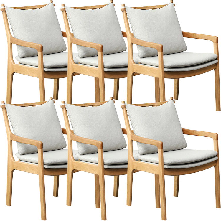 Home Contemporary Dining Chair Solid Wood Upholstered Dining Chair Wood + Gray Cotton and Linen 6 Piece Set Clearhalo 'Dining Chairs' 'Dining Tables & Seating' 'dining_chair' 'furn' 'furn_dining_chair' 'Furniture' 'Kitchen & Dining Furniture' 7650418