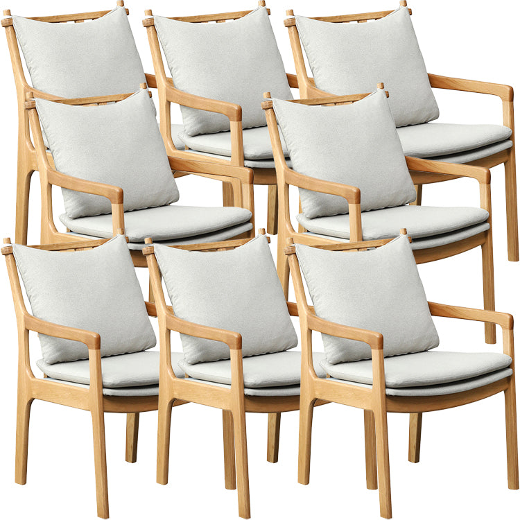 Home Contemporary Dining Chair Solid Wood Upholstered Dining Chair Wood + Gray Cotton and Linen 8 Piece Set Clearhalo 'Dining Chairs' 'Dining Tables & Seating' 'dining_chair' 'furn' 'furn_dining_chair' 'Furniture' 'Kitchen & Dining Furniture' 7650419
