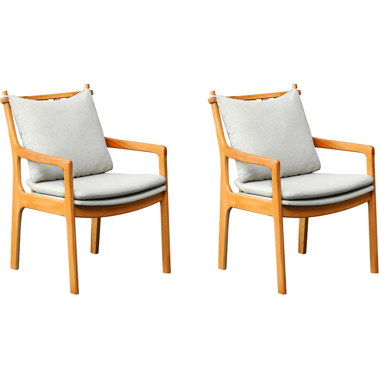 Home Contemporary Dining Chair Solid Wood Upholstered Dining Chair Light Brown-Grey Cotton and Linen 2 Piece Set Clearhalo 'Dining Chairs' 'Dining Tables & Seating' 'dining_chair' 'furn' 'furn_dining_chair' 'Furniture' 'Kitchen & Dining Furniture' 7650420