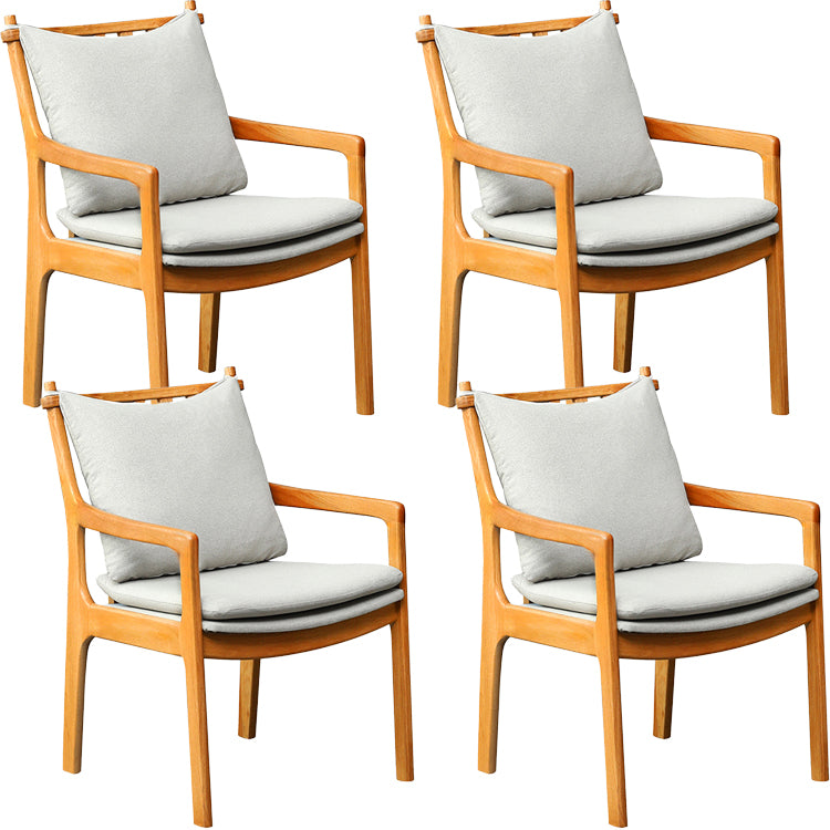 Home Contemporary Dining Chair Solid Wood Upholstered Dining Chair Light Brown-Grey Cotton and Linen 4 Piece Set Clearhalo 'Dining Chairs' 'Dining Tables & Seating' 'dining_chair' 'furn' 'furn_dining_chair' 'Furniture' 'Kitchen & Dining Furniture' 7650421