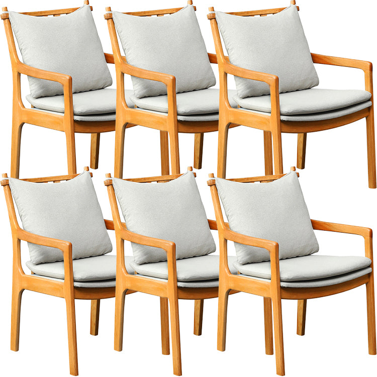 Home Contemporary Dining Chair Solid Wood Upholstered Dining Chair Light Brown-Grey Cotton and Linen 6 Piece Set Clearhalo 'Dining Chairs' 'Dining Tables & Seating' 'dining_chair' 'furn' 'furn_dining_chair' 'Furniture' 'Kitchen & Dining Furniture' 7650422
