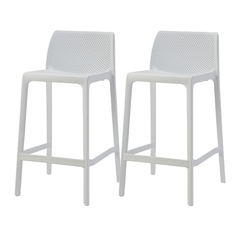 Contemporary Low Back Indoor Plastic Armless Bar Stool with Footrest White 2 Piece Set Counter Stool(26"H) Clearhalo 'Bar Furniture' 'Bar Stools' 'bar_stools' 'furn' 'furn_bar_stools' 'Furniture' 'Kitchen & Dining Furniture' 7650588