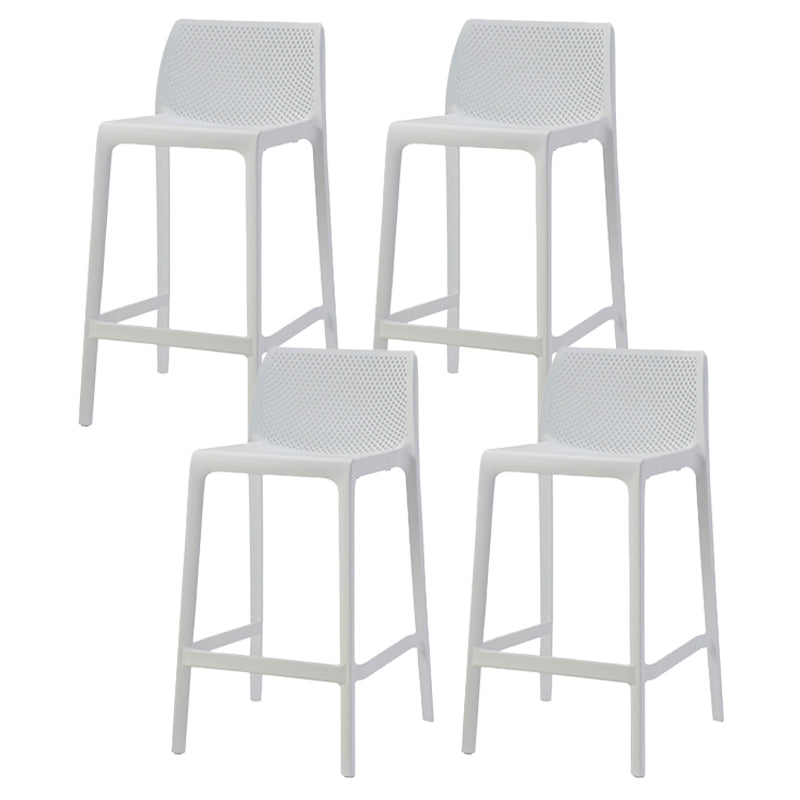 Contemporary Low Back Indoor Plastic Armless Bar Stool with Footrest White 4 Piece Set Counter Stool(26"H) Clearhalo 'Bar Furniture' 'Bar Stools' 'bar_stools' 'furn' 'furn_bar_stools' 'Furniture' 'Kitchen & Dining Furniture' 7650590