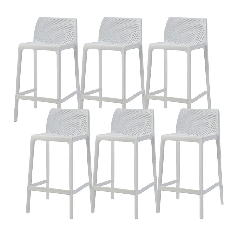 Contemporary Low Back Indoor Plastic Armless Bar Stool with Footrest White 6 Piece Set Counter Stool(26"H) Clearhalo 'Bar Furniture' 'Bar Stools' 'bar_stools' 'furn' 'furn_bar_stools' 'Furniture' 'Kitchen & Dining Furniture' 7650592