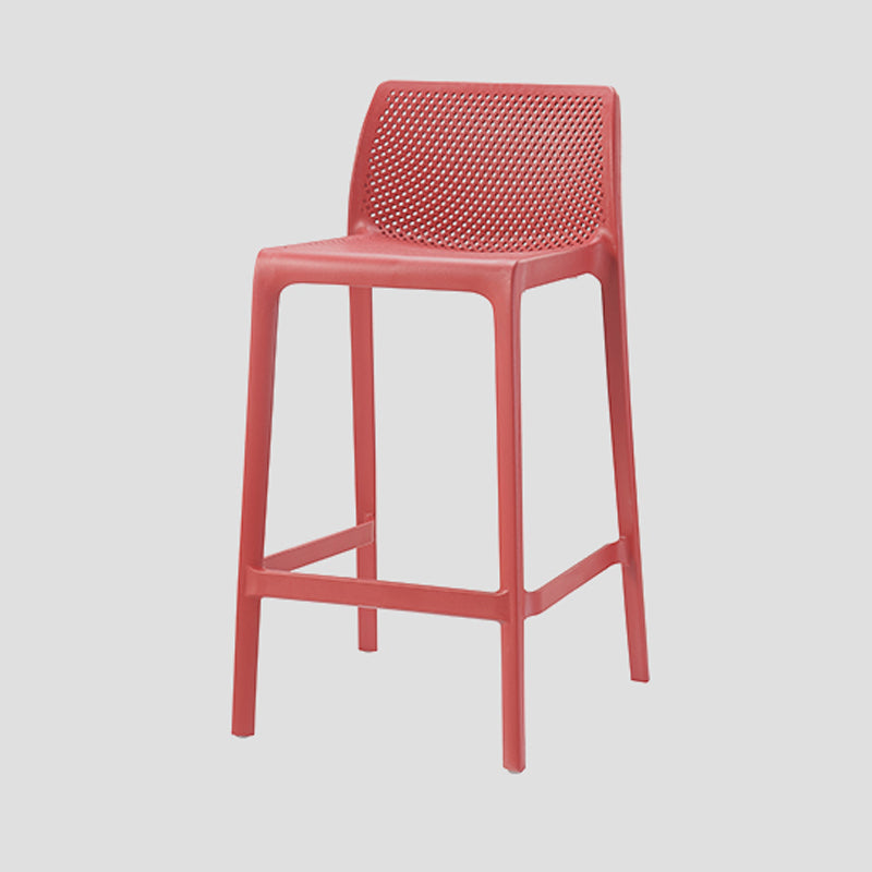 Contemporary Low Back Indoor Plastic Armless Bar Stool with Footrest Red 1 Piece Counter Stool(26"H) Clearhalo 'Bar Furniture' 'Bar Stools' 'bar_stools' 'furn' 'furn_bar_stools' 'Furniture' 'Kitchen & Dining Furniture' 7650597