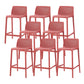 Contemporary Low Back Indoor Plastic Armless Bar Stool with Footrest Red 8 Piece Set Counter Stool(26"H) Clearhalo 'Bar Furniture' 'Bar Stools' 'bar_stools' 'furn' 'furn_bar_stools' 'Furniture' 'Kitchen & Dining Furniture' 7650604