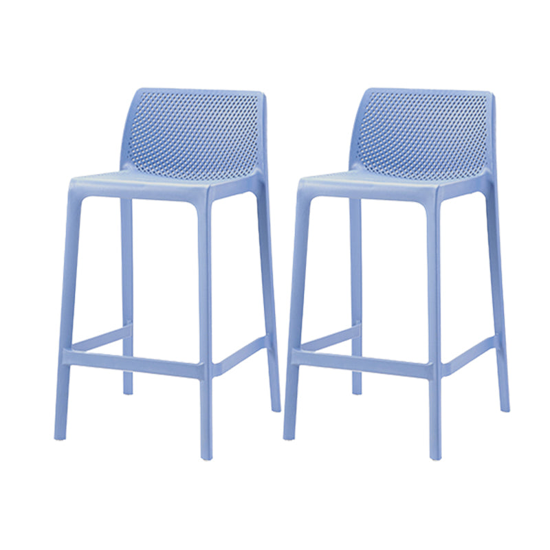 Contemporary Low Back Indoor Plastic Armless Bar Stool with Footrest Blue 2 Piece Set Counter Stool(26"H) Clearhalo 'Bar Furniture' 'Bar Stools' 'bar_stools' 'furn' 'furn_bar_stools' 'Furniture' 'Kitchen & Dining Furniture' 7650607