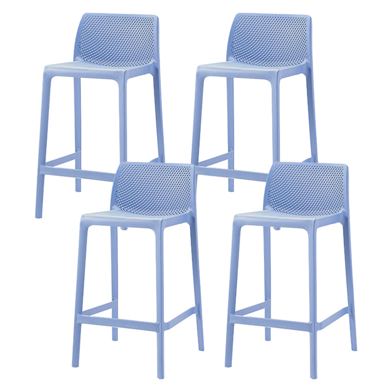 Contemporary Low Back Indoor Plastic Armless Bar Stool with Footrest Blue 4 Piece Set Counter Stool(26"H) Clearhalo 'Bar Furniture' 'Bar Stools' 'bar_stools' 'furn' 'furn_bar_stools' 'Furniture' 'Kitchen & Dining Furniture' 7650608