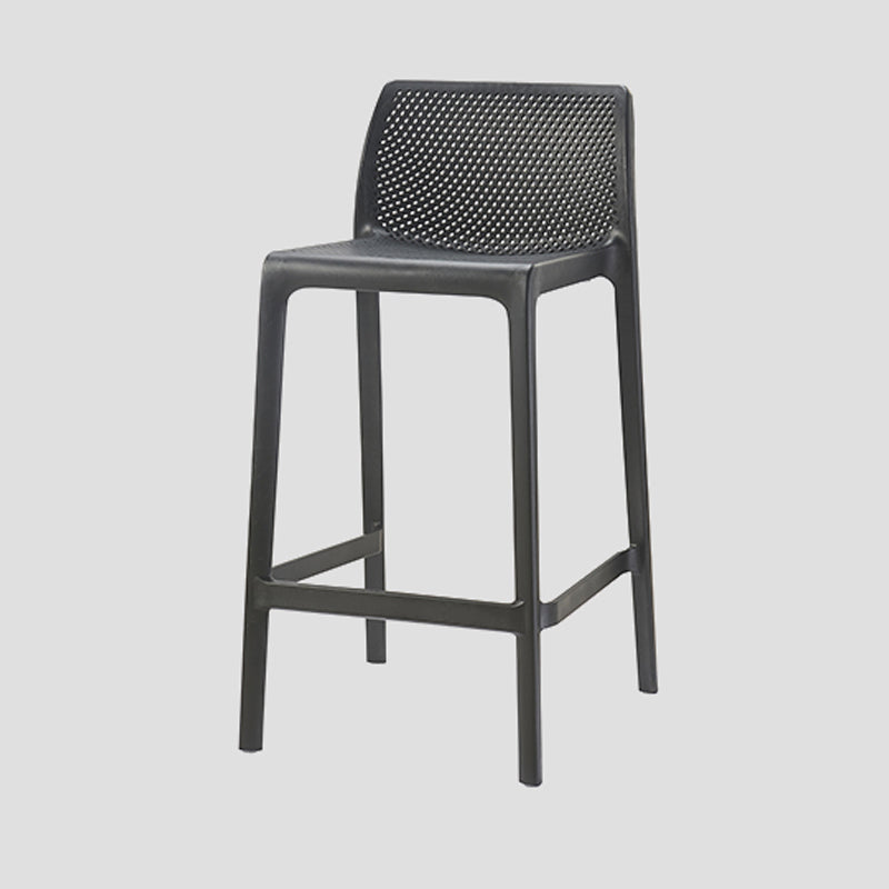 Contemporary Low Back Indoor Plastic Armless Bar Stool with Footrest Black 1 Piece Counter Stool(26"H) Clearhalo 'Bar Furniture' 'Bar Stools' 'bar_stools' 'furn' 'furn_bar_stools' 'Furniture' 'Kitchen & Dining Furniture' 7650611
