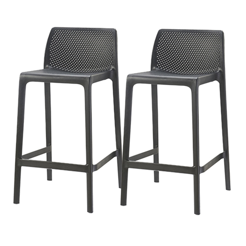 Contemporary Low Back Indoor Plastic Armless Bar Stool with Footrest Black 2 Piece Set Counter Stool(26"H) Clearhalo 'Bar Furniture' 'Bar Stools' 'bar_stools' 'furn' 'furn_bar_stools' 'Furniture' 'Kitchen & Dining Furniture' 7650612