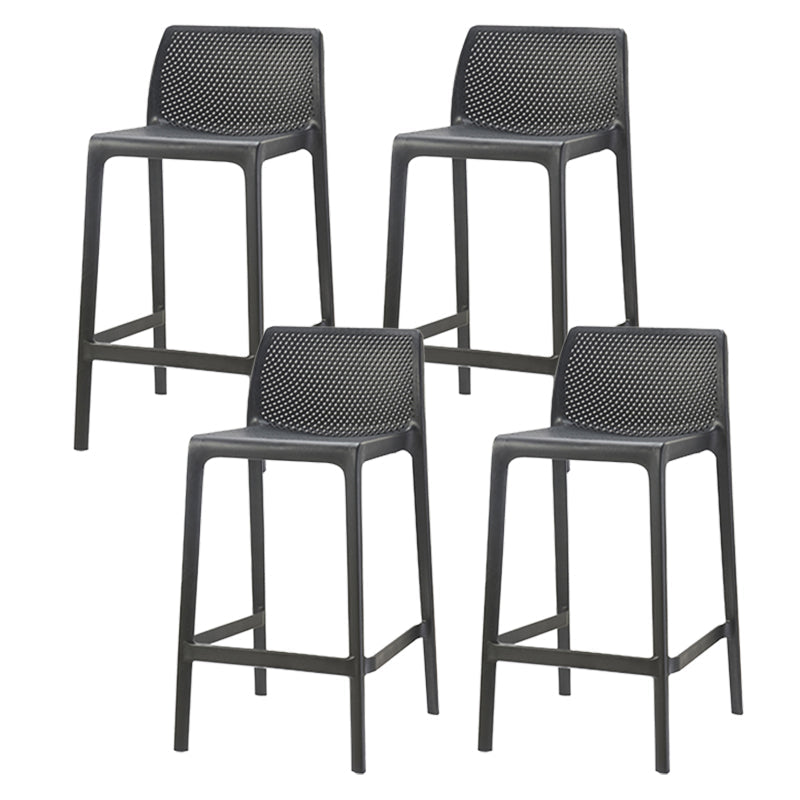 Contemporary Low Back Indoor Plastic Armless Bar Stool with Footrest Black 4 Piece Set Counter Stool(26"H) Clearhalo 'Bar Furniture' 'Bar Stools' 'bar_stools' 'furn' 'furn_bar_stools' 'Furniture' 'Kitchen & Dining Furniture' 7650613