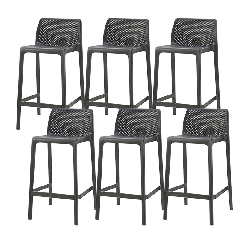 Contemporary Low Back Indoor Plastic Armless Bar Stool with Footrest Black 6 Piece Set Counter Stool(26"H) Clearhalo 'Bar Furniture' 'Bar Stools' 'bar_stools' 'furn' 'furn_bar_stools' 'Furniture' 'Kitchen & Dining Furniture' 7650614