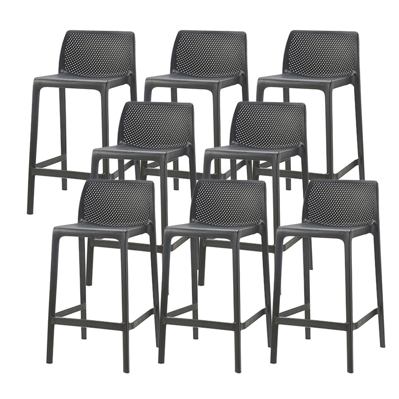 Contemporary Low Back Indoor Plastic Armless Bar Stool with Footrest Black 8 Piece Set Counter Stool(26"H) Clearhalo 'Bar Furniture' 'Bar Stools' 'bar_stools' 'furn' 'furn_bar_stools' 'Furniture' 'Kitchen & Dining Furniture' 7650615