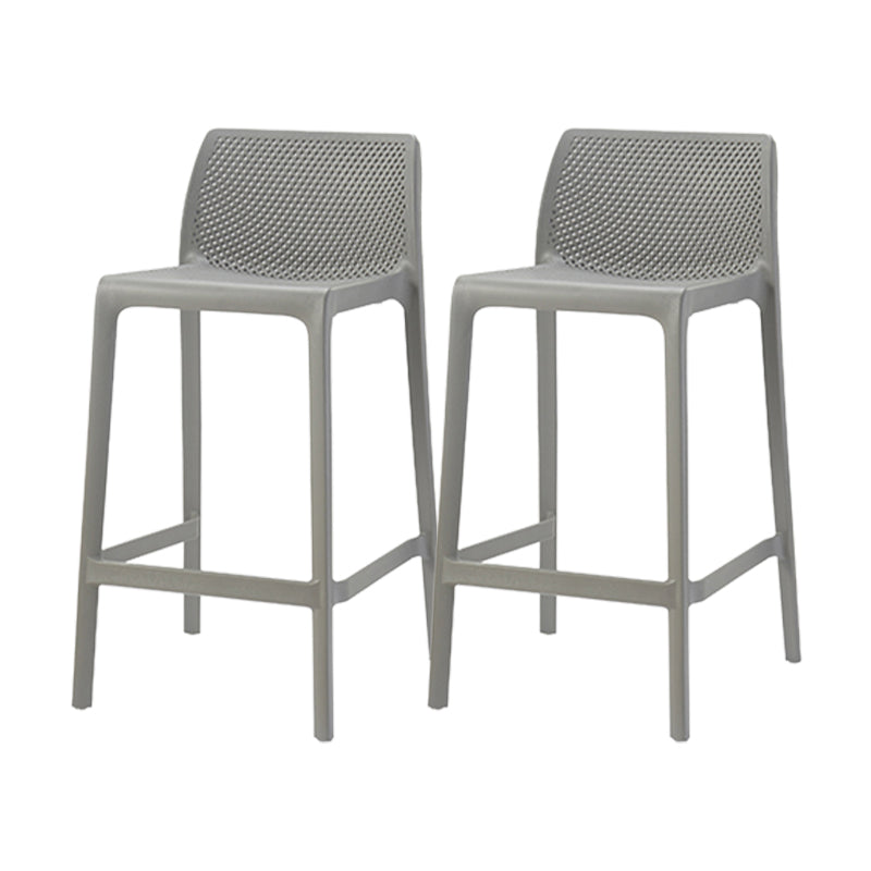 Contemporary Low Back Indoor Plastic Armless Bar Stool with Footrest Grey 2 Piece Set Counter Stool(26"H) Clearhalo 'Bar Furniture' 'Bar Stools' 'bar_stools' 'furn' 'furn_bar_stools' 'Furniture' 'Kitchen & Dining Furniture' 7650617