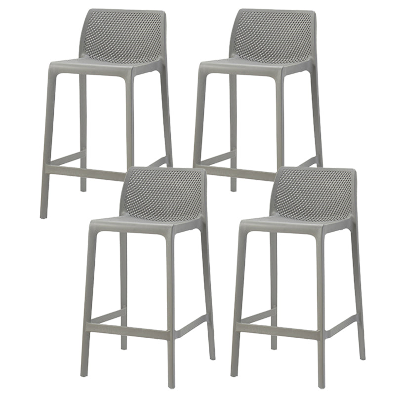 Contemporary Low Back Indoor Plastic Armless Bar Stool with Footrest Grey 4 Piece Set Counter Stool(26"H) Clearhalo 'Bar Furniture' 'Bar Stools' 'bar_stools' 'furn' 'furn_bar_stools' 'Furniture' 'Kitchen & Dining Furniture' 7650618